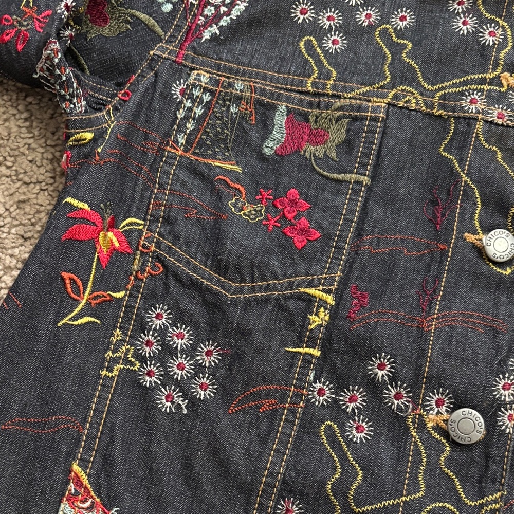 Chicos Floral Patterned Denim Jacket - image 8